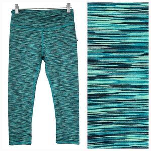 Fabletics Salar Capri Leggings Emerald Multi Stripe Cropped Compression Sz Small